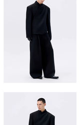Cropped Deconstructed Waist-cinched Stand Collar Jacket