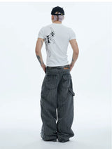Cross Print Slim Crew Neck Tees