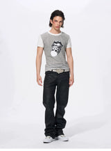 Men's Skull Print Plaid Tees
