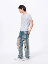 Men’s Rhinestone Skull Striped Tees