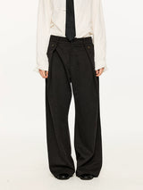 Men's Striped Pleated Straight Wool Pants