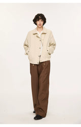 Lyocell Double-breasted Loose Straight Casual Pants