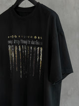 Loose Washed Black Printed Cotton Tee