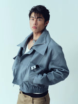 Waterproof Short Grey-blue Vintage Cargo Jacket
