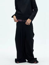 Two-tone Asymmetrical Pleated Baggy Sweatpants