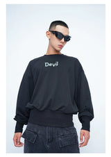 Men's Black Rhinestone Devil Wing Sweatshirt