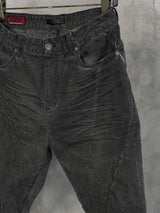 Dark Avant-Garde Deconstructed Stitched Blade Jeans