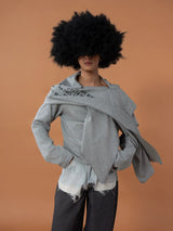 Men's Gray Print Patchwork Hoodie