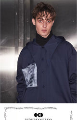 Loose Cutout Detachable Hooded Printed Shirt
