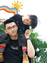 Black Graffiti Devil Wings Cotton Tees