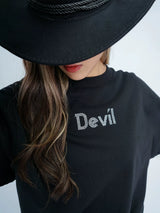 Men's Black Rhinestone Devil Wing Sweatshirt