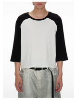 Color Block Raglan Three-Quarter Sleeve Tops