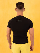 Men's Black Striped Knit Raglan Tee