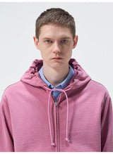 Short Drawstring Embroidered Distressed Hoodie