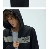 Two-Tone Cotton Embroidered Crop Zip Hoodie