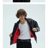 Cropped Loose Red Lined Puffer Coat