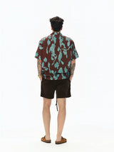 Turquoise Marbled Camp Collar Aloha Shirt