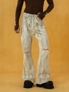 Men's Vintage White Sickle-Print Flare Jeans