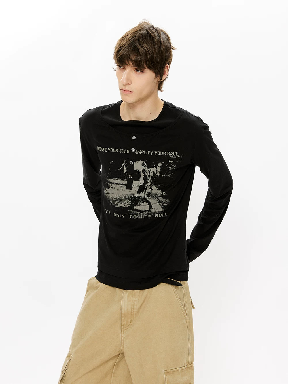 Modal Two-piece Henley Long Sleeve Tee