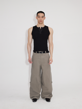 Black Gray Lightweight Washed Parachute Pants