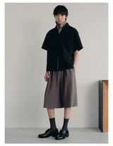 Seagull Collar Leaf Jacquard Shirt