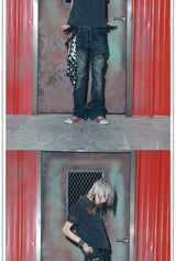 Distressed Flared Denim Pants