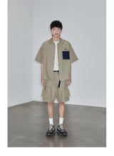 Magnetic Belted Elastic Multi-pocket Shorts