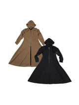 Unisex Hooded Ruched-Waist Cape Coat