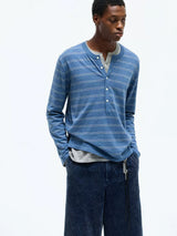 Striped Henley Cotton Cashmere Sweater