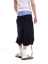 Cropped Pocketed Sashed Curved Hem Shorts