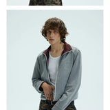 Reversible Plaid Embroidered Zip-front Fleece Jacket