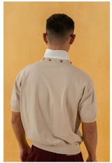 Men's V-Neck Short-Sleeve Detachable-Collar Polo Shirts