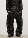 Tiger Print Curved Denim Jeans