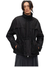 Drawstring High Neck Loose Padded Parka