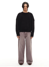 Cable Knit Cotton Drop Shoulder Sweater