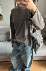 Wide Leg Cuffed Washed Jeans