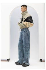 Men's Blue Black Loose Flared Jeans