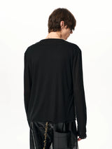 Men's Black Print Twofer Long-Sleeve Tee