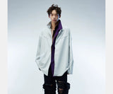 Couple's Loose Color-block Three-layer Collar Coat