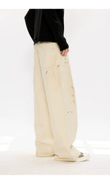 Men's Distressed Splashed Ink Straight Jeans