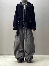 Coated Reverse Waist Cargo Pants