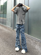 Cleanfit Green Washed Multi-pocket Straight Jeans