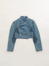 Detachable Zipper Star Cropped Denim Jacket