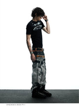 3D Tiger Print Flare Jeans