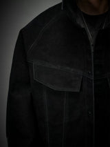 Oversized Raglan Suede Ribbon Jacket