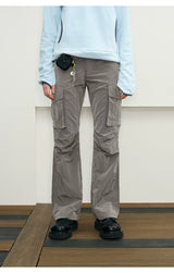 Reflective Liquid Nylon Cargo Parachute Pants