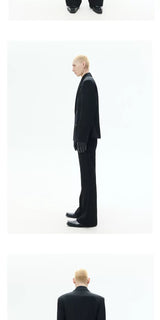 Loose Black Double-breasted Tailored Blazer