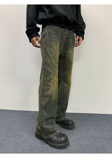 Cleanfit Washed Yellow Slim Flared Jeans