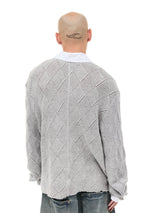 Argyle Knit Wool Blend Polo Sweater