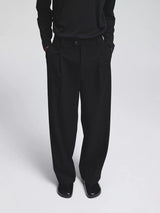 Pleated Elastic Waist Brushed Twill Slacks